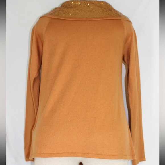 Soft Surroundings Soft Raven Sequin Off The Shoulder Sweater In Golden Brown M - Picture 3 of 13